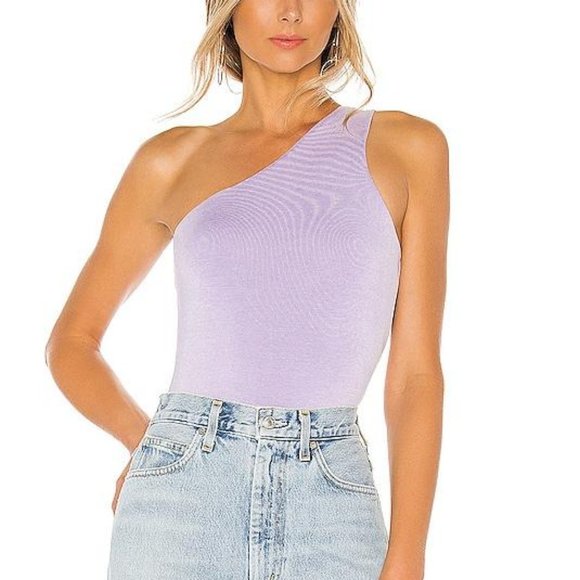 superdown Tops - Revolve Devonne One Shoulder Bodysuit in Lavender Purple
